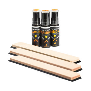 Hapstone Poly Diamond Suspension 1/3/6 µm + Cowhide leather strops